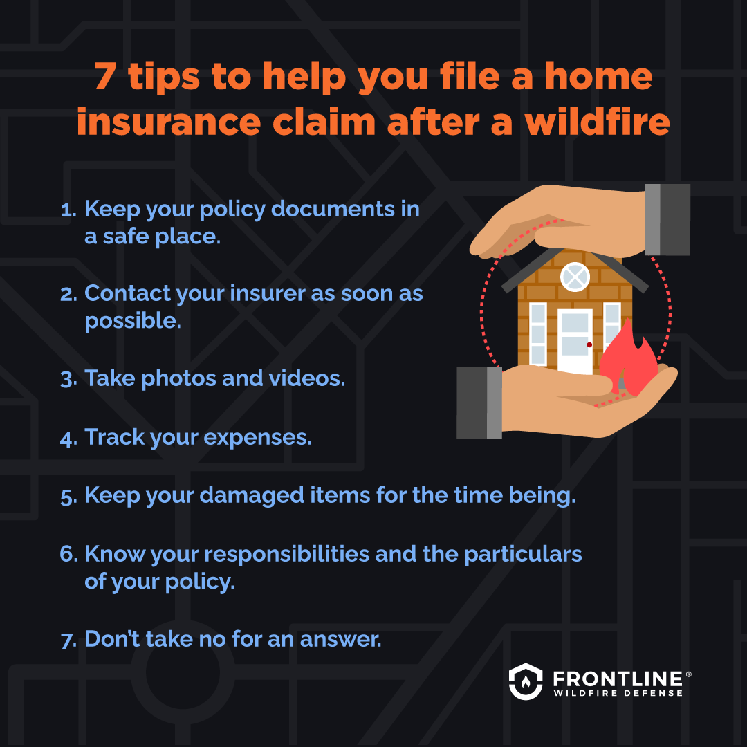 Tips when filing a home insurance claim after a wildfire.
