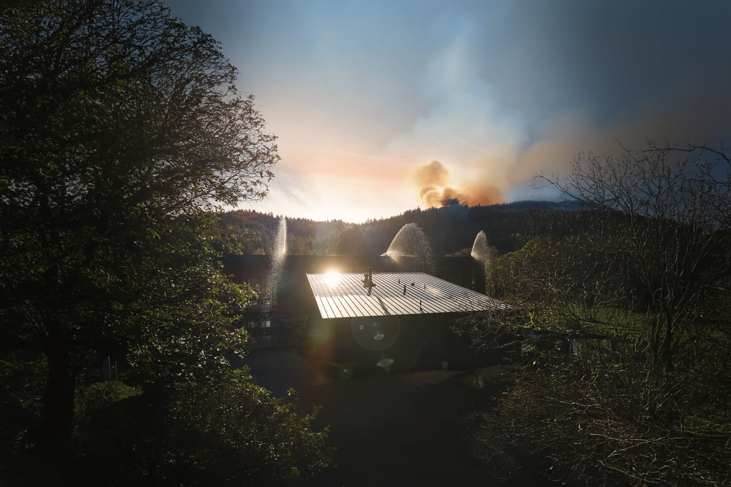 A house with the frontline wildfire system