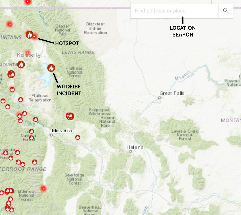 How to read the Montana wildfire map.