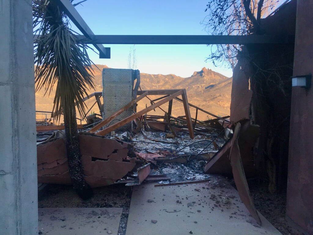 Rubble of home destroyed by wildfire California