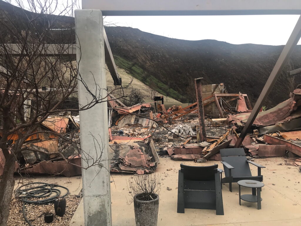 Interior of home destroyed by wildfire